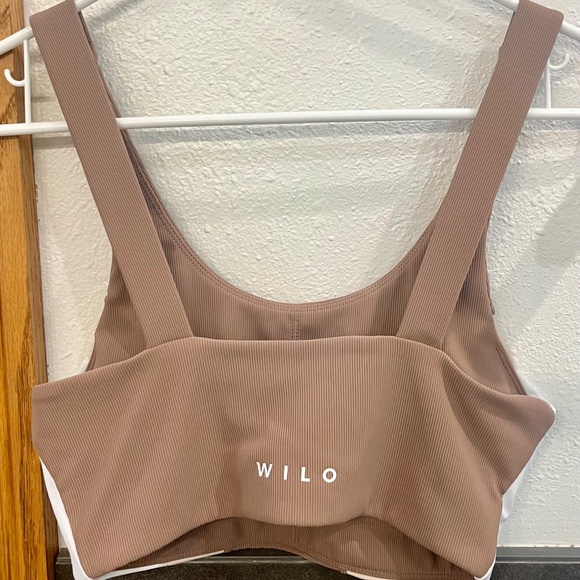 Wilo The Label Women's Colorblock Scoop Neck Brown White Sports Bra Size Medium - Picture 4 of 5